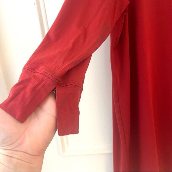 Eileen Fisher Jersey Knit 3/4 Sleeve Tunic Top, Size Large, DARK orange/Red NWT - Picture 3 of 8